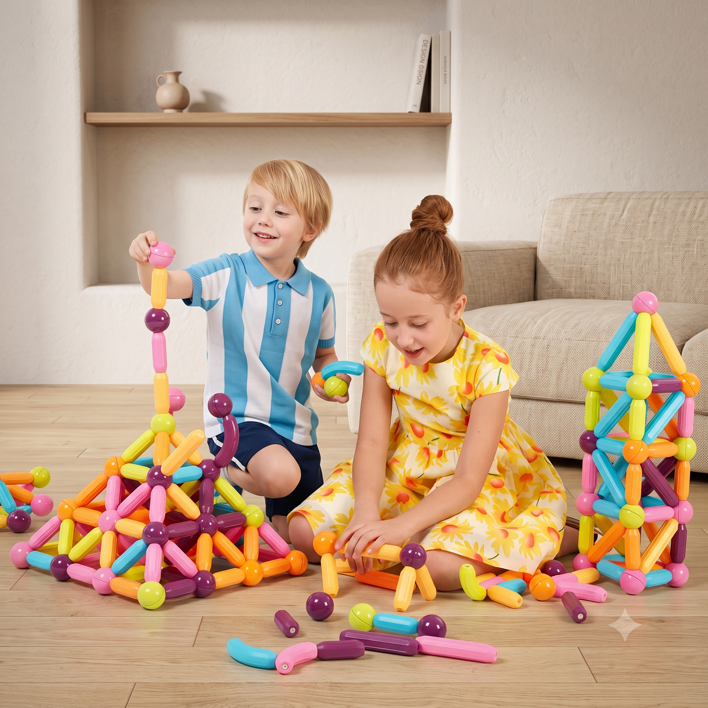Juego de bloques de construcción magnéticos, Montessori, 180 piezas
