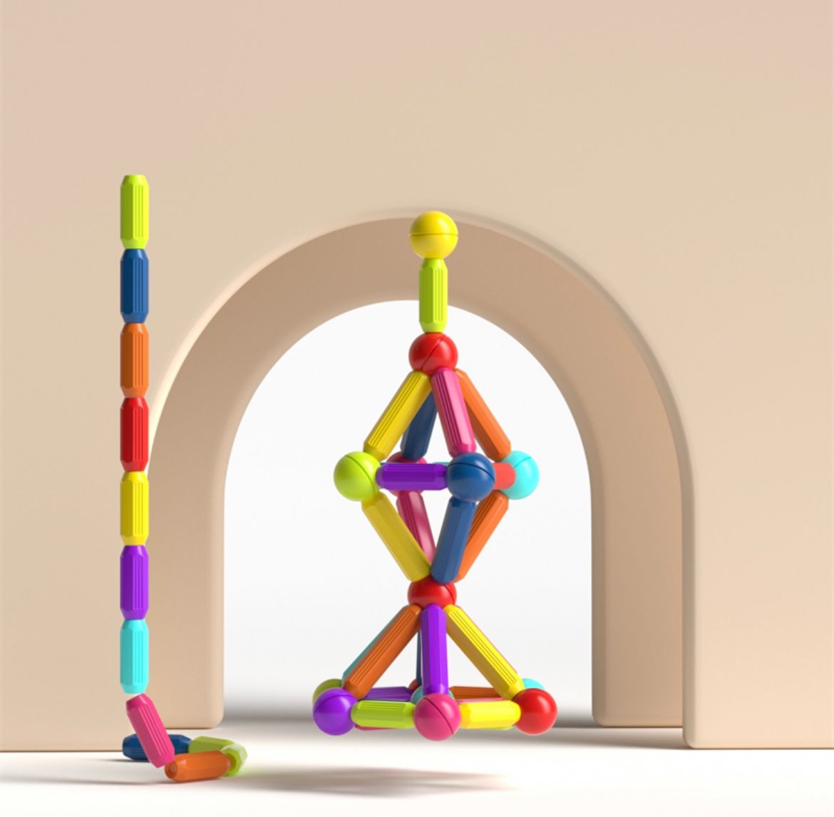 Juego de bloques de construcción magnéticos, Montessori, 180 piezas